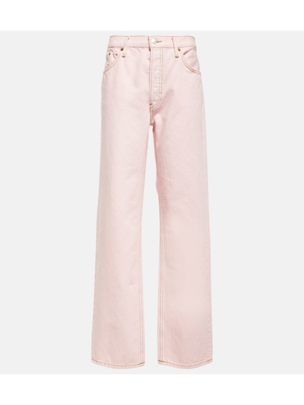 Sz 32 RE/DONE Vtg Inspired Loose Long Wide Leg Denim Jeans In Washed Pink NWT - Picture 6 of 10